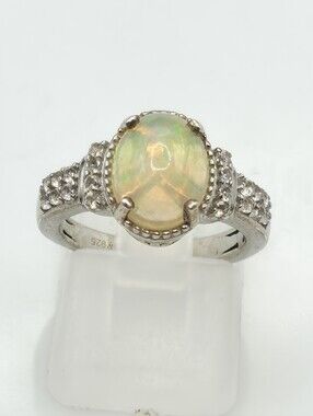 NWOT Ethiopian Welo Opal with White Topaz Ring Size 5